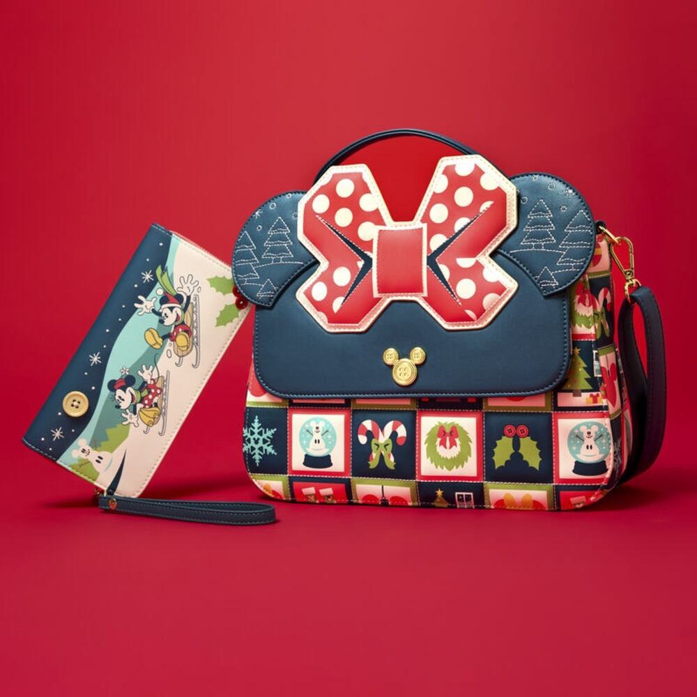 NEW Loungefly Disney Minnie Holiday Crossbody Bag Wallet Set Christmas Bundle